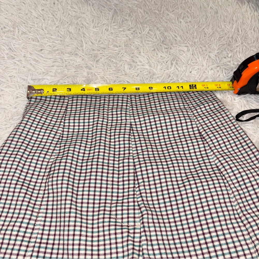 Urban Outfitters Plaid Gingham wide leg cropped trouser pants purple green 4 - Picture 6 of 8